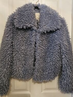 Ella Moss Blue Shaggy Faux Shearling Jacket